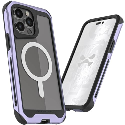 Ghostek Atomic Slim iPhone 15 Pro Max Schutzhülle Kompatibel mit MagSafe Zubehör Aluminium Metallrahmen Stoßabsorbierende Handyhülle (6,7 Zoll, Lila) von Ghostek