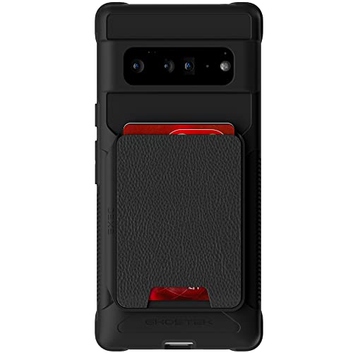 Ghostek Exec Pixel 6 Pro Schutzhülle mit Kartenhalter und funktioniert mit magnetischen Halterungen, Lederfach für 4 Kreditkarten, Schutzhülle für Google Pixel 6 Pro 5G (6,7 Zoll), Stormy Black von Ghostek