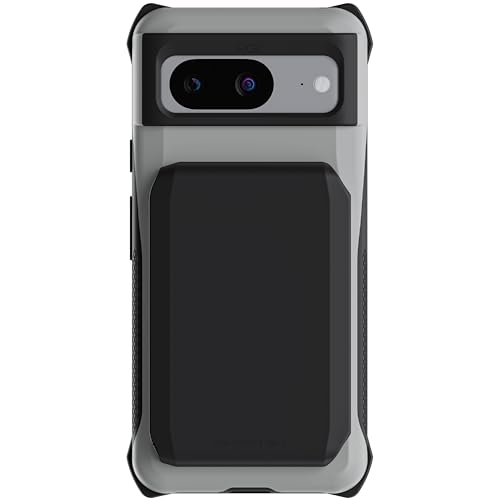 Ghostek Next-Gen Pixel Magnetic Wallet für Google Pixel 8, R7x Stoßfeste Handyhülle mit MagnaLink Magneten, Kartenhalter für 3 Karten, Sicheres Design, 12FT Fallschutz, Grau von Ghostek