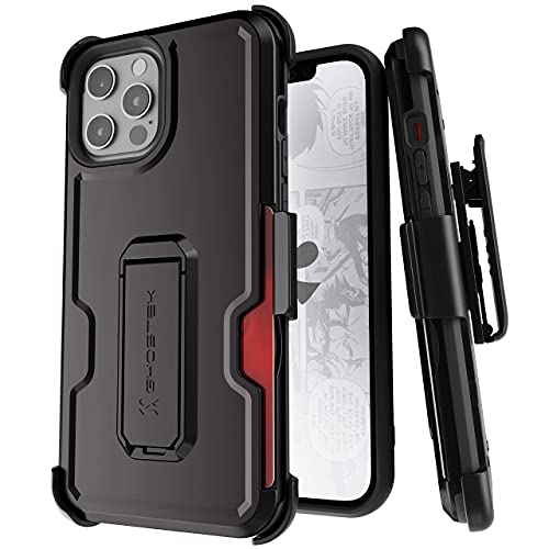 Ghostek Iron Armor Belt Clip iPhone 12 Pro Max Case with Holster, Card Holder, Stand Protective Full Body Cover with Heavy Duty Protection Matte Design 2020 iPhone 12 Pro Max 5G (6.7") (Matte Black) von Ghostek