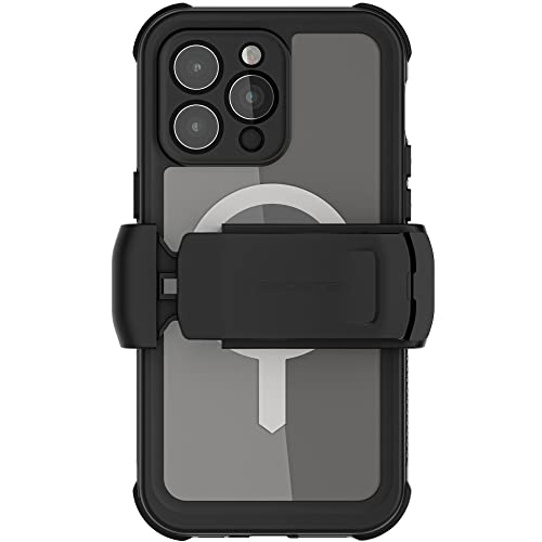 Ghostek NAUTICAL Waterproof iPhone 14 Pro Max Case with Belt Clip, Screen Protector and MagSafe Magnet Rugged Heavy Duty Protection Full Body Designed for 2022 Apple iPhone 14ProMax (6.7 Inch) (Clear) von Ghostek