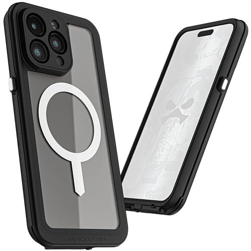 Ghostek Nautical Slim Waterproof Case for Apple iPhone 15 Pro Max - Built-In Screen & Camera Lens Protector, Compatible with MagSafe (6.7 Inch, Clear) von Ghostek