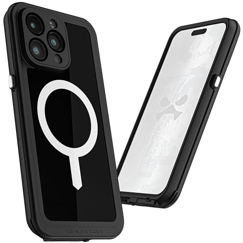 Ghostek Nautical Slim iPhone 15 Pro Max Waterproof Case - Built-In Screen Protector and Camera Protector, Compatible with MagSafe Accessories (6.7 Inch, Black) von Ghostek