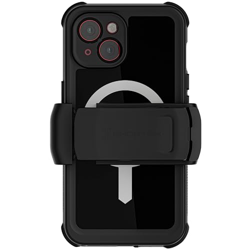 Ghostek Nautical iPhone 15 Waterproof Case with Holster Clip - Screen & Camera Protector, MagSafe Compatible, Heavy Duty Protection (6.1 Inch, Black) von Ghostek