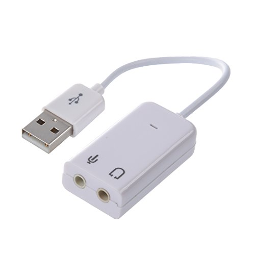 Ghulumn 3,5 mm Mini-Kopfhörer USB 2.0 Buchse Sound Lautsprecher Audio Karte Adapter Weiß von Ghulumn