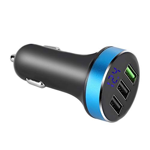 3 USB -Portauto -Ladegerät, Triple -Plattierung Schneller Ladeadapter mit Blauem Licht, Zinklegierung Solide Splitter für Mobiltelefonreisen von Ghzste