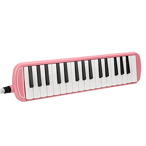 Melodica 32 Tasten mit Röhren Mundstück Air Piano Tastatur Musikinstrument Musikalische Bildung Instrument für Anfänger (Rosa) von Ghzste