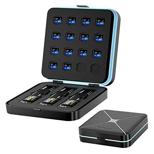 GGM SD Speicherkarten Etui Taschen Aufbewahrung für 16 TF (Micro SD) + 3 M.2 SSD, Wasserbeständiger Stoßfest Tragetasche SD Karten Case Box (FX-1) von GiGimundo