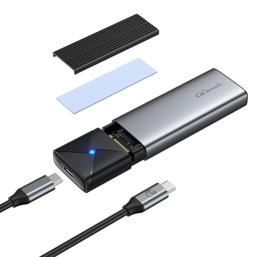 GiGimundo M.2 NVME Gehäuse Adapter, Werkzeuglos 10Gbps M.2 SSD Gehäuse USB 3.2 Gen 2 für 2230/2242/2260/2280 M.2 NVMe/SATA SSD von M-Key/M+B Key mit USB C zu C-Kabel, Grau von GiGimundo