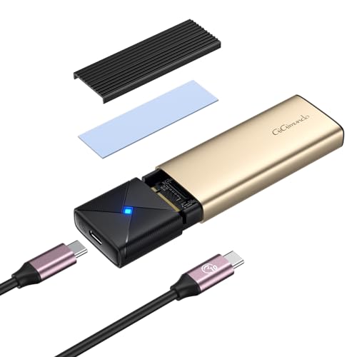 GiGimundo M.2 NVME Gehäuse Adapter, Werkzeuglos 10Gbps M.2 SSD Gehäuse USB 3.2 Gen 2 für 2230/2242/2260/2280 M.2 NVMe/SATA SSD von M-Key/M+B Key mit USB C zu C-Kabel,Roségold von GiGimundo