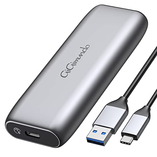 GiGimundo M.2 SATA SSD Gehäuse Aluminium, USB3.1 Type C M.2 SATA NGFF Festplattengehäuse (6 Gbit/s) mit UASP, Unterstützt SATA NGFF SSD B-Key/B+M-Key (2230/2242/2260/2280), Werkzeuglos (HBM2-6G) von GiGimundo