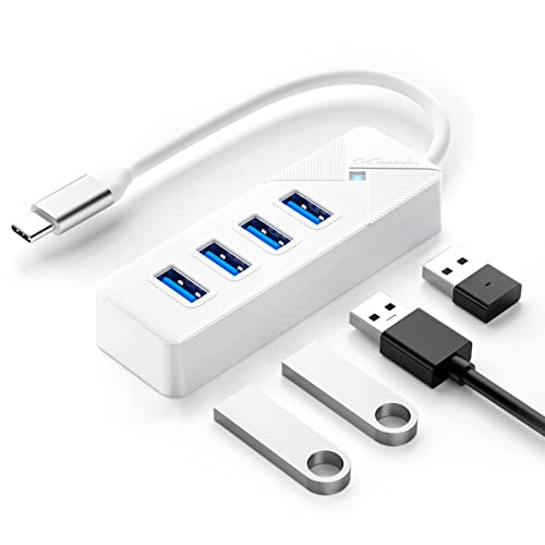 GiGimundo USB C Hub，4 Port USB Hub 3.0 für Laptop, Schnelle Datenübertragung MacBook Adapter USB C(15cm Kabel) Kompatibel mit MacBook, PS4, Surface Pro, Flash Drive, Mobile HDD, Weiß (PG4U-C3) von GiGimundo