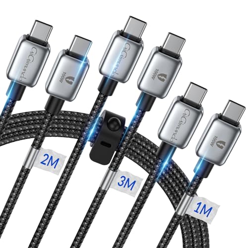 GiGimundo USB C Kabel PD100W [3Stück 1M+2M+3M], 20V/5A geflochtenes Nylon ladekabel usb c für Samsung Galaxy S23 S22 S21 A13 A23 A33 A53 MacBook Air M2 iPad Pro 12.9 iPad Air 5/Mini 6, Pixel 7 Pro von GiGimundo