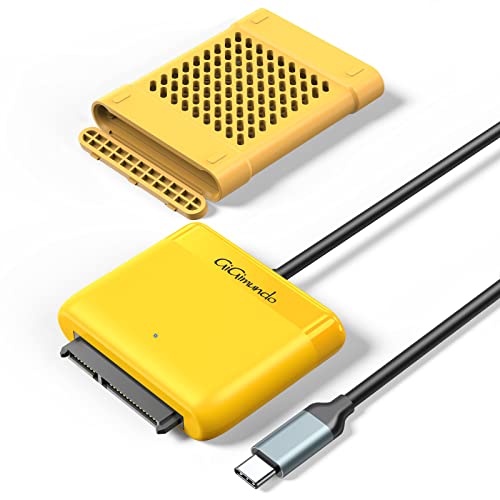 GiGimundo USB C auf SATA Adapter (5Gbps) mit 2.5' Festplatte Schutzhülle Silikon Gelb, Type C zu SATA Kabel (7 + 15 Pin) für 2.5 SATA HDD/SSD oder 2.5'' SATA CD/DVD Brenner Laufwerke, Gelb (GM1-3C) von GiGimundo
