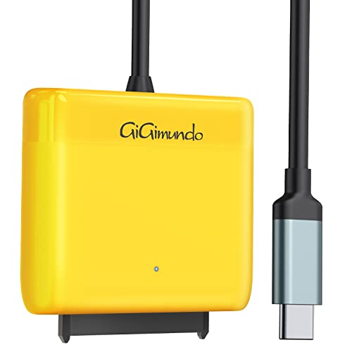 GiGimundo USB C auf SATA Adapter 5Gbps, Type C zu SATA Kabel (7 + 15 Pin) für 2.5 SATA HDD/SSD oder 2.5'' SATA CD/DVD Brenner Laufwerke, 1M, Gelb (GM1-3C) von GiGimundo