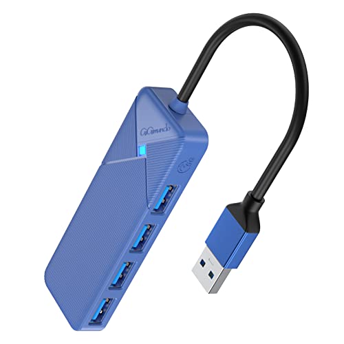 GiGimundo USB Hub 3.0, 4 Port USB 3 hub für Laptop, Schnelle Datenübertragung USB Verteiler 3.0 mit LED-Anzeige(15cm Kabel) Kompatibel mit MacBook, PS4, Surface Pro, Flash Drive, Mobile HDD, Blau von GiGimundo