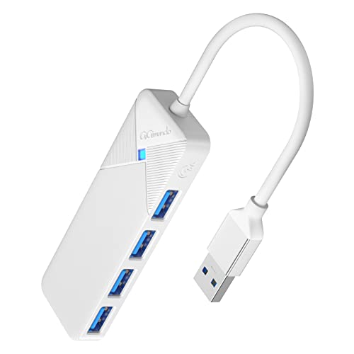 GiGimundo USB Hub 3.0, 4 Port USB 3 hub für Laptop, Schnelle Datenübertragung USB Verteiler 3.0 mit LED-Anzeige(15cm Kabel) Kompatibel mit MacBook, PS4, Surface Pro, Flash Drive, Mobile HDD, Weiss von GiGimundo