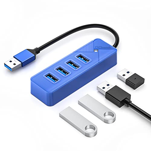GiGimundo USB Hub 3.0，4 Port USB 3 hub für Laptop, Schnelle Datenübertragung USB Verteiler 3.0(15cm Kabel) Kompatibel mit MacBook, PS4, Surface Pro, Flash Drive, Mobile HDD, Blau (PG4U-U3) von GiGimundo