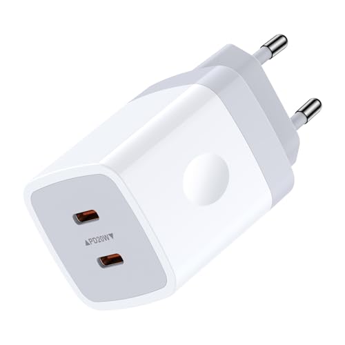 20W USB C Ladegerät, 2 Port Schnellladegerät Netzteil USB C für Samsung Galaxy S25 S24 S23 S22 S21 A15 A16 A35 A55 A54, PD 3.0 Handy Adapter USBC Stecker für iPhone 16/15/15 Pro/15 Plus/15 Pro Max von GiGreen