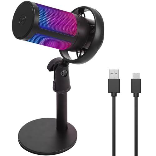 GiReich USB Gaming Microphone, RGB Kondensator-Mikrofone PC PS4 PS5, Mikrofon PC with Mute Button, Pop Filter, Drehregler zum Einstellen der Lautstärke, Shock Mount für Streaming Podcast GiReich USB Gaming Microphone, RGB Kondensator-Mikrofone PC PS4 PS5, Mikrofon PC with Mute Button, Pop Filter, Drehregler zum Einstellen der Lautstärke, Shock Mount für Streaming Podcast von GiReich