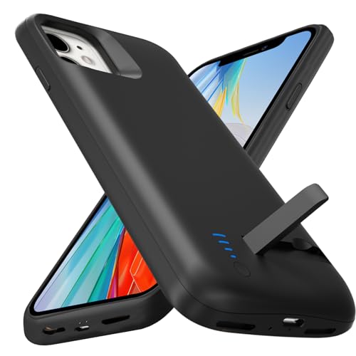 Giabuao Akkuhülle für iPhone 11(8500 mAh), schlanke wiederaufladbare erweiterte Ladehülle Powerbank mit Standfuß, tragbare schützende Telefonhülle mit Akku für iPhone 11, 6,1 Zoll – Schwarz von Giabuao