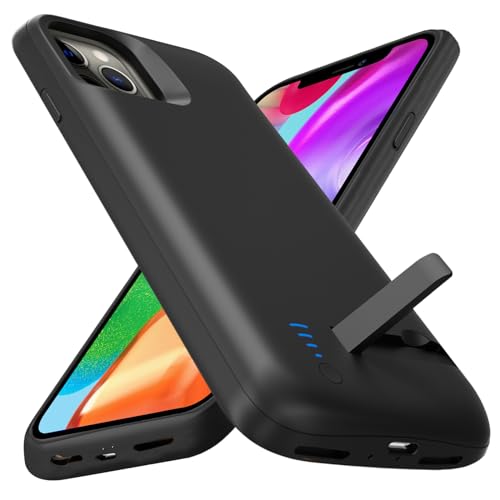Giabuao Akkuhülle für iPhone 12/12 Pro,(8500 mAh) Powerbank mit Standfuß Schlanke Wiederaufladbare Erweiterte Ladehülle,Tragbare Schutzhülle mit Akku für iPhone 12/12 Pro,(6,1 Zoll) – Schwarz von Giabuao