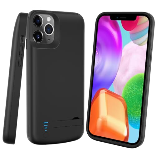 Giabuao Akkuhülle für iPhone 13 Pro Max 8500mAh, Schlanke Wiederaufladbare Erweiterte Ladehülle Powerbank mit Standfuß, tragbare Schutzhülle mit Akku für iPhone 13 Pro Max/12 Pro Max(6,7") – Schwarz von Giabuao