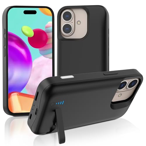 Giabuao Akkuhülle für iPhone 16 (6.1") 8500 mAh, Schlanke Wiederaufladbare Erweiterte Ladehülle, Tragbare Schützende Telefonhülle mit Akku Power Bank mit Standfuß für iPhone 16 – Schwarz Giabuao Akkuhülle für iPhone 16 (6.1") 8500 mAh, Schlanke Wiederaufladbare Erweiterte Ladehülle, Tragbare Schützende Telefonhülle mit Akku Power Bank mit Standfuß für iPhone 16 – Schwarz von Giabuao