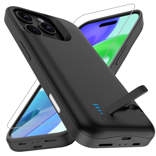 Giabuao Akkuhülle für iPhone 16 Pro (6.3") 8500 mAh, Schlanke Wiederaufladbare Erweiterte Ladehülle Powerbank mit Standfuß, Tragbare Schützende Telefonhülle mit Akku für iPhone 16 Pro – Schwarz Giabuao Akkuhülle für iPhone 16 Pro (6.3") 8500 mAh, Schlanke Wiederaufladbare Erweiterte Ladehülle Powerbank mit Standfuß, Tragbare Schützende Telefonhülle mit Akku für iPhone 16 Pro – Schwarz von Giabuao