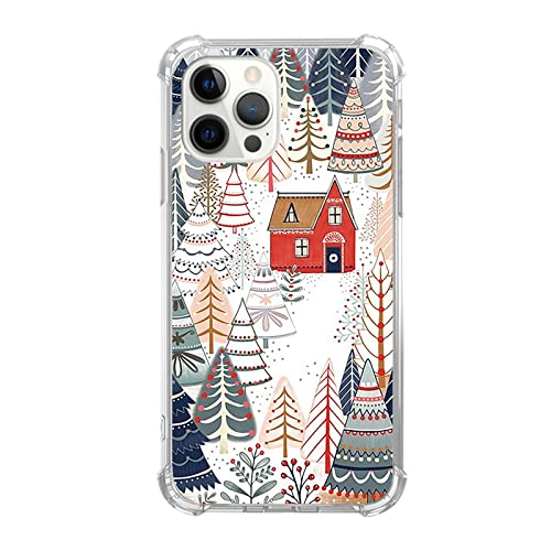 Ästhetische Weihnachtsdorf Bäume und Haus Hülle für iPhone 14 Pro Max, Winter Silvan Schnee Bodenabdeckung für Mädchen Jungen Frauen Männer, trendige TPU Bumper Cover Case für iPhone 14 Pro Max von GialCenik