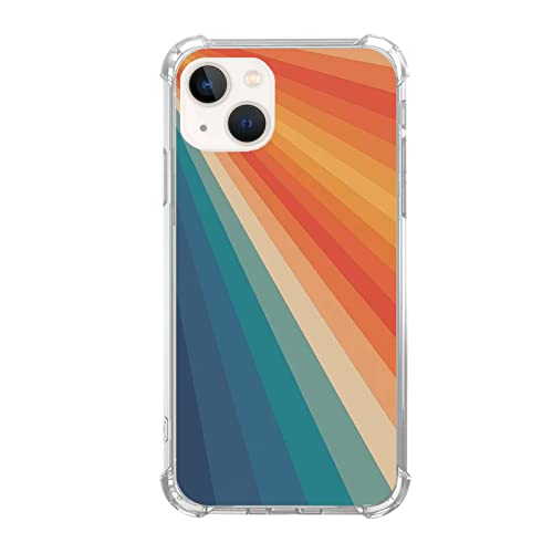 GialCenik Retro 70er Jahre Farbe Regenbogen Streifen Hülle kompatibel mit iPhone 14, minimalistische bunte Streifen Hülle für iPhone 14, einzigartiges trendiges Design TPU Bumper Cover Case von GialCenik