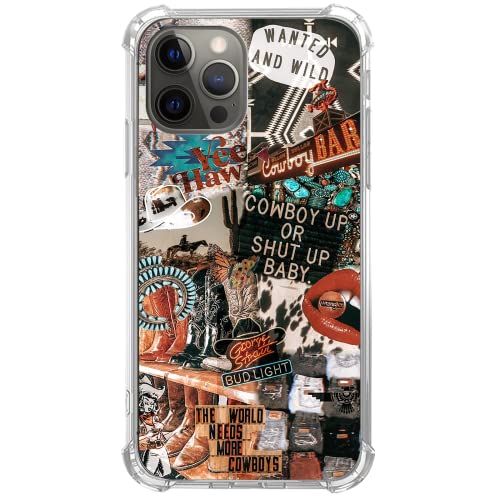 GialCenik Schutzhülle für iPhone 16 Pro, Cowboy-Collage, Motiv: Western Cowgirl Howdy Western Ranch Boho Southwestern Retro Hülle für iPhone 16 Pro, einzigartiges trendiges Design, von GialCenik