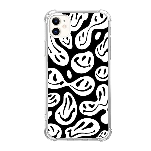 GialCenik Schwarz und Weiß Smile Face Handyhülle für iPhone 11, Trippy Aesthetic Melting Smile Case für iPhone 11, Trendy Unique Design TPU Bumper Cover Case von GialCenik