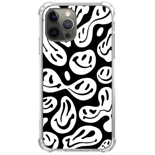 GialCenik Schwarz-weißes Smile Face Handyhülle für iPhone 12/iPhone 12 Pro, Trippy Aesthetic Melting Case für iPhone 12/iPhone 12 Pro, trendiges einzigartiges Design TPU Bumper Cover Case von GialCenik