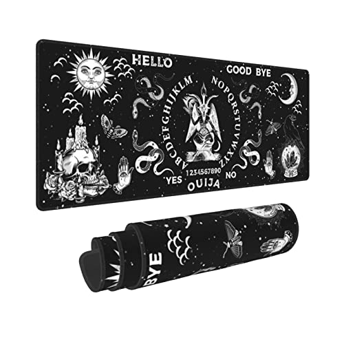 Ouija Divination Skull Mysterious Satanic Witchcraft Mouse Pad Lang Extended XL Mousepad Schreibtisch Pad Gaming PC Desktop Große Gummi-Mäusepads mit genähten Kanten 80 x 30 cm von Gianlaima