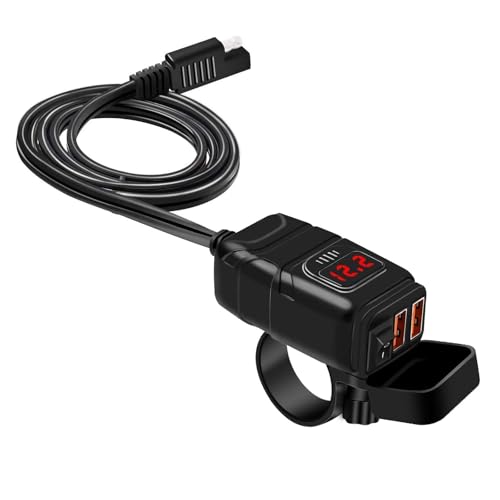 Giantdeer 12V Motorrad USB Ladegerät, Wasserdichtes QC3.0 Motorrad Ladegerät mit LED Voltmeter, Wasserdichter SAE-auf-USB Steckdose mit Schalter für 12V-24V Wohnmobil Boot Giantdeer 12V Motorrad USB Ladegerät, Wasserdichtes QC3.0 Motorrad Ladegerät mit LED Voltmeter, Wasserdichter SAE-auf-USB Steckdose mit Schalter für 12V-24V Wohnmobil Boot von Giantdeer