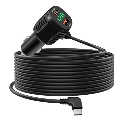 Giantdeer Zigarettenanzünder USB Adapter, 60W 12V USB C Auto Kfz Ladegerät Typ C Schnellladung, LED Spannungsanzeige, 2-Port Schnellladung (PD3.0 & QC3.0) für Handys, Tablets,Car Recorder (3.5m) von Giantdeer