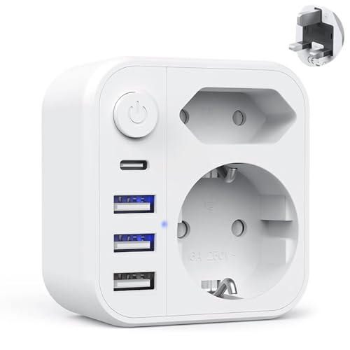 Giantdeer 7 in 1 UK Adapter, Adapter England Deutschland Stecker, Typ G Reiseadapter Adapter mit Schalter, Reisestecker mit 3 USB-A 1 USB C Adapter für UK,Hong Kong,Malaysia,Dubai,Malediven Giantdeer 7 in 1 UK Adapter, Adapter England Deutschland Stecker, Typ G Reiseadapter Adapter mit Schalter, Reisestecker mit 3 USB-A 1 USB C Adapter für UK,Hong Kong,Malaysia,Dubai,Malediven von Giantdeer