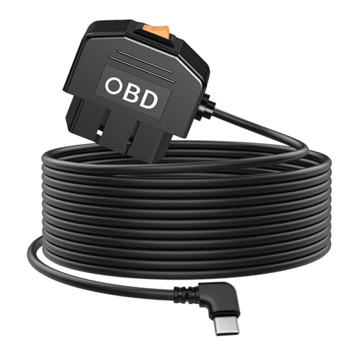 Giantdeer USB C Auto OBD Stromkabel, Typ C OBD2 StromkabelAdapter mit Schalter Button, 2 Modi, 12V-36V zu 5V/3A, unterstützt 24 Stunden Überwachung, OBD Stromkabel für Dash Kamera GPS DVR (3.5M) von Giantdeer