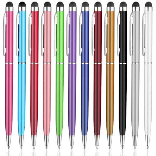 Giantree 12 Stück Touchscreen Stift mit Kugelschreiber,Tablet Stift für alle Tablets kapazitiven Touchscreens Touch-Pen 2 in 1 Stylus Pen Allen Handy/Tablets (12 Farbe) von Giantree