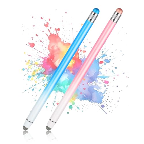 Giantree 2 Stück Touchscreen Stift, Gummi Stylus Touch Pen Hohe Empfindlichkeit 2 in 1 Universelle Kapazitive Stylus Touch Pen Handy Stift Touch Pen für alle Smartphones und Tablets(Rosa + Blau) von Giantree