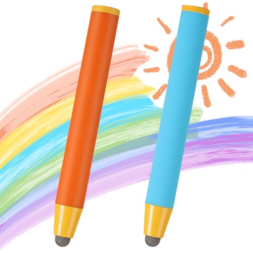 Giantree 2er Pack Touchscreen Stift für Kinder, Gummi Touchscreen Stift Stylus Tablet Stift für Kinder kompatibel mit Allen Handys und Tablets Frühpädagogische Maschine (Seeblau + Orange) von Giantree