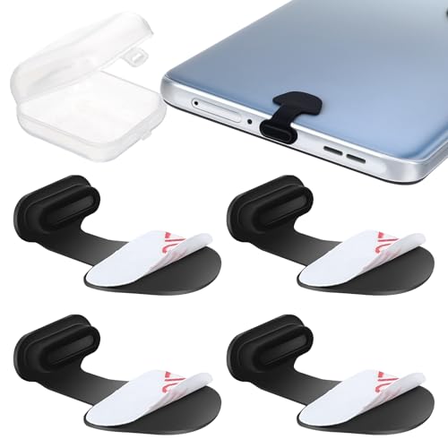 Giantree 4 Stück Handy Staubstecker, USB C Schutzkappe mit Aufbewahrungsbox, C Port Dust Caps Handy Ladebuchse Schutz Anti Staub Abdeckkappen Silikon USB C Abdeckung für Smartphone Laptop(schwarz) von Giantree