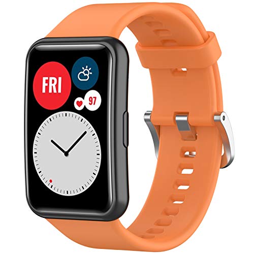 Giaogor Armband Kompatibel Für Huawei Watch Fit, Sport Silikon Classic Ersatz Uhrenarmband Für Huawei Watch Fit Smartwatch (Orange) von Giaogor