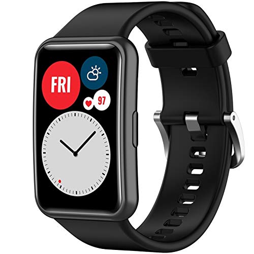 Giaogor Armband Kompatibel Für Huawei Watch Fit, Sport Silikon Classic Ersatz Uhrenarmband Für Huawei Watch Fit Smartwatch (schwarz) von Giaogor