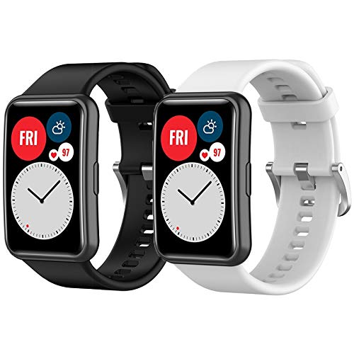 Giaogor Armband Kompatibel Für Huawei Watch Fit, Sport Silikon Classic Ersatz Uhrenarmband Für Huawei Watch Fit Smartwatch (schwarz+Weiß) von Giaogor