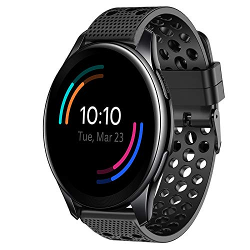 Giaogor Armband Kompatibel Für OnePlus Watch, Sport Silikon Classic Ersatz Uhrenarmband Für Xiaomi Huami OnePlus Watch (Schwarz) von Giaogor