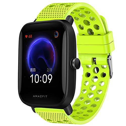 Giaogor Armband Kompatibel Für Xiaomi Amazfit Bip U, Sport Silikon Classic Ersatz Uhrenarmband Für Xiaomi Huami Amazfit Bip U Smart Watch (Grün) von Giaogor