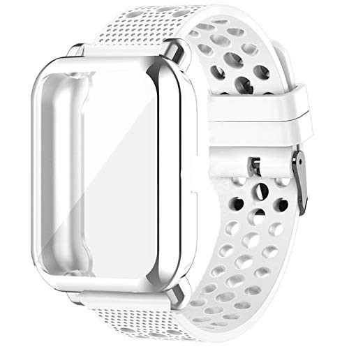 Giaogor Armband Kompatibel Für Xiaomi Amazfit Bip U, Sport Silikon Classic Ersatz Uhrenarmband Für Xiaomi Huami Amazfit Bip U Smart Watch (Silber+Weiß Hülle) von Giaogor