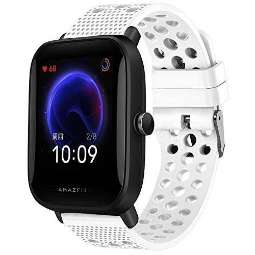 Giaogor Armband Kompatibel Für Xiaomi Amazfit Bip U, Sport Silikon Classic Ersatz Uhrenarmband Für Xiaomi Huami Amazfit Bip U Smart Watch (Weiß) von Giaogor